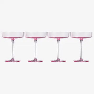 Pink Ribbed Coupe - Set of 4