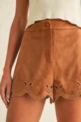 Kelso Suede Shorts - Eyelet Suede Camel Short