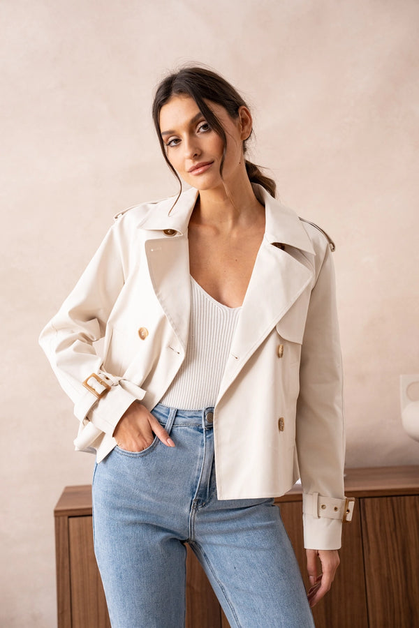 Eleanor Cropped Trench Coat - Cropped Jacket