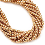 CRCBEADS - Titanium 14K Gold Plated Hematite Smooth Round Beads 2mm 3mm 4mm 6mm 15.5'' Strd: 2mm