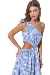 Blue Gingham Midi Dress