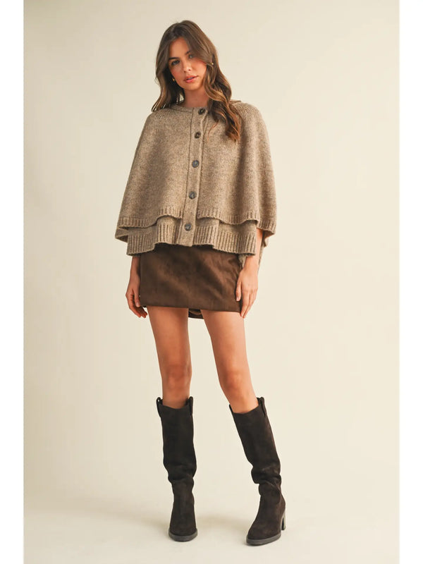 Azalea - Brown Mini  Fitted Suede Skirt