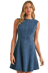 Denim Mini Dress with Open Back