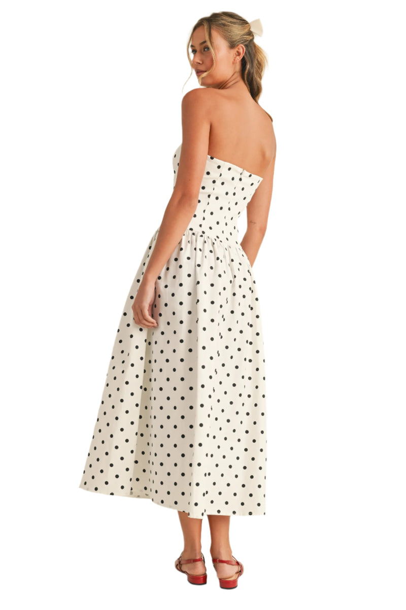 Polka Dot Midi Dress in Cream