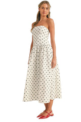 Polka Dot Midi Dress in Cream