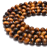 CRCBEADS - Natural Yellow Tiger Eye Smooth Round Beads Size 3mm to 20mm 15.5" Strand: 10mm