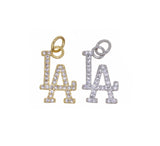 Jewel Pledge - Gold or Silver LA Monogram Charm with CZ, Baseball,CPG2608: Silver / 3pcs