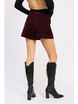 Mini Suede Skort - Wine Skort