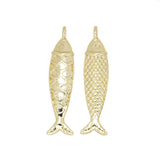 Jewel Pledge - Large Gold Fish Charm For Jewelry, Gold Fish Pendant CPG3045: 3pcs