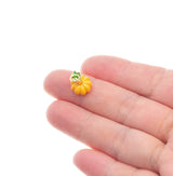 Jewel Pledge - Gold Pumpkin Halloween Charm For Jewelry Making ,CPG3259: 3pcs