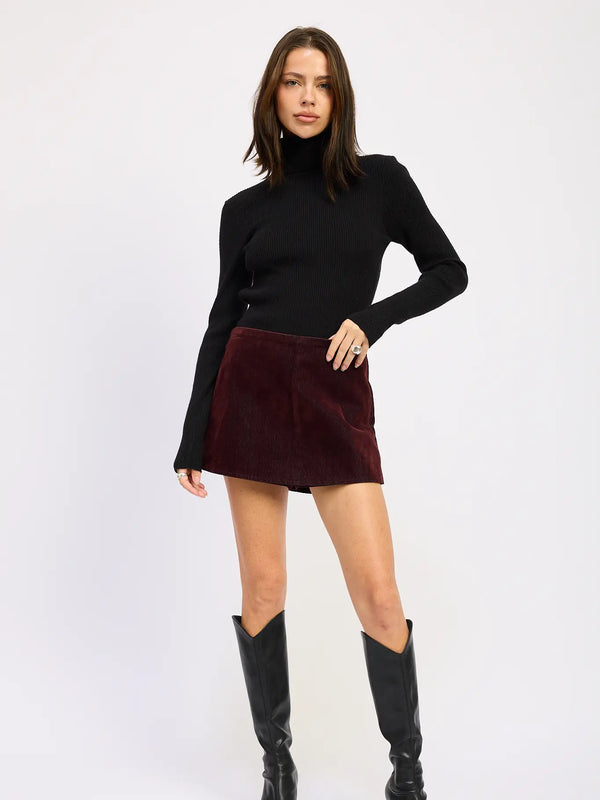 Mini Suede Skort - Wine Skort