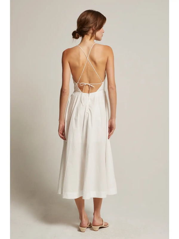 Eunice V-neck Poplin Midi Dress