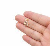 Jewel Pledge - Gold or Silver LA Monogram Charm with CZ, Baseball,CPG2608: Silver / 3pcs