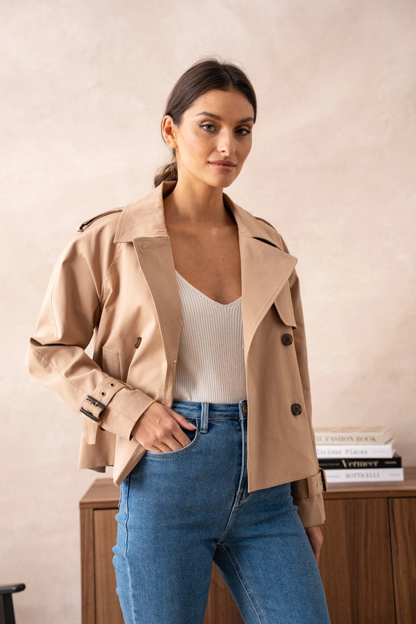 Eleanor Cropped Trench Coat - Cropped Jacket