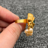 Pearl Fringe Evil eye Ring
