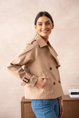 Eleanor Cropped Trench Coat - Cropped Jacket
