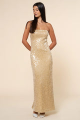 Sequin Strapless Maxi Dress