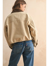 Sierra - Brown Collar Contrast Cropped Utility Jacket