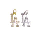 Jewel Pledge - Gold or Silver LA Monogram Charm with CZ, Baseball,CPG2608: Silver / 3pcs
