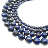 CRCBEADS - Lapis Lazuli Smooth Round Beads 6mm 8mm 10mm 12mm 15.5" Strand: 10mm