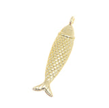 Jewel Pledge - Large Gold Fish Charm For Jewelry, Gold Fish Pendant CPG3045: 3pcs