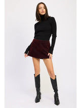 Mini Suede Skort - Wine Skort