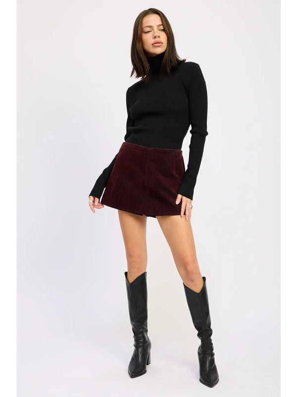 Mini Suede Skort - Wine Skort