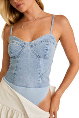 Denim Corset Bustier Bodysuit