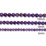 CRCBEADS - Natural Amethyst Smooth Round Beads 4mm 6mm 8mm 10mm 12mm Approx 15.5" Strand: 10mm