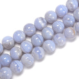 CRCBEADS - Natural Blue Lace Agate Smooth Round Beads 5mm 6mm 8mm 15.5" Strand: 6-6.5mm