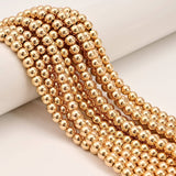 CRCBEADS - Titanium 14K Gold Plated Hematite Smooth Round Beads 2mm 3mm 4mm 6mm 15.5'' Strd: 2mm