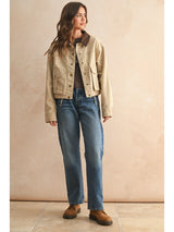 Sierra - Brown Collar Contrast Cropped Utility Jacket