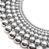 CRCBEADS - Silver Hematite Smooth Round Beads 2mm 3mm 4mm 6mm 8mm 10mm 12mm 15.5" Strand: 2mm