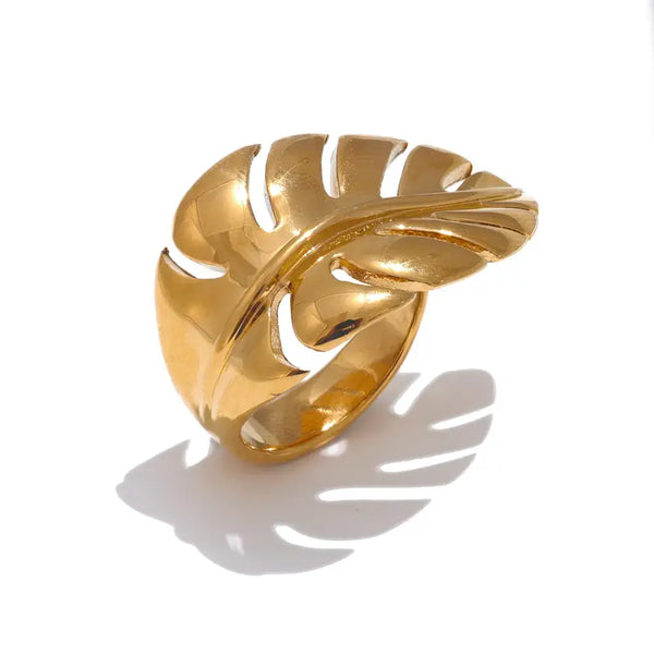 Liv Bella Vita | Waterproof Jewelry - Verona Palm Leaf Adjustable Ring