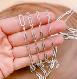findings4uGem - Shiny Silver Oval Link Paperclip Chain Charm by Foot, CH108: 3 Feet / XS
