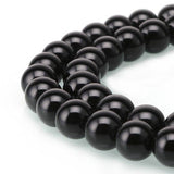 CRCBEADS - Black Onyx Smooth Round Beads 4mm 6mm 8mm 10mm 12mm 14-20mm 15.5" Strand: 8mm