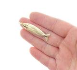Jewel Pledge - Large Gold Fish Charm For Jewelry, Gold Fish Pendant CPG3045: 3pcs