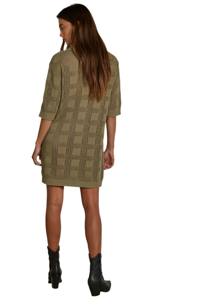 Knit Cotton Sweater Cardigan Mini Dress Olive