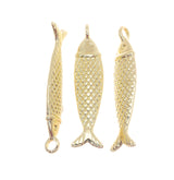 Jewel Pledge - Large Gold Fish Charm For Jewelry, Gold Fish Pendant CPG3045: 3pcs