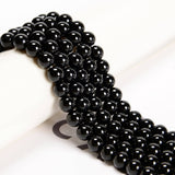 CRCBEADS - Black Onyx Smooth Round Beads 4mm 6mm 8mm 10mm 12mm 14-20mm 15.5" Strand: 8mm