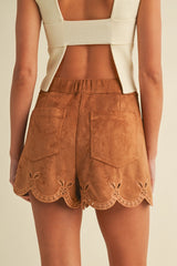 Kelso Suede Shorts - Eyelet Suede Camel Short