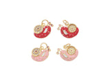 Jewel Pledge - 18k Gold Snail Charm with CZ Stones, Patience Motif CPG1613: Peach / 1 pc