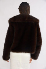 The Vienna Faux Fur Coat – Rich Mocha Brown Short Plush Jacket
