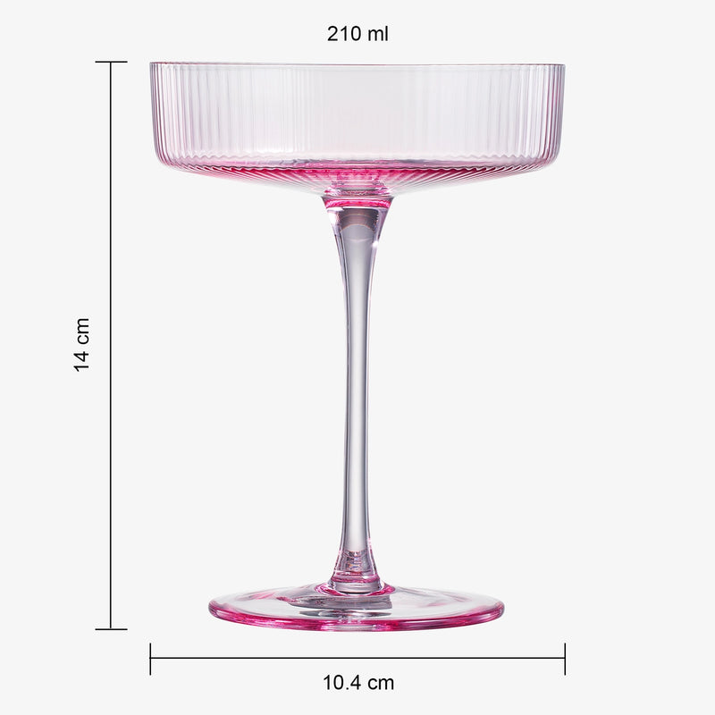 Pink Ribbed Coupe - Set of 4