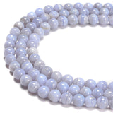 CRCBEADS - Natural Blue Lace Agate Smooth Round Beads 5mm 6mm 8mm 15.5" Strand: 6-6.5mm