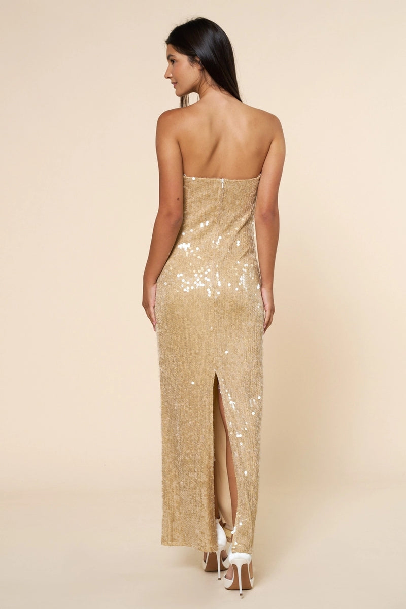 Sequin Strapless Maxi Dress