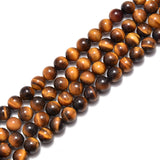 CRCBEADS - Natural Yellow Tiger Eye Smooth Round Beads Size 3mm to 20mm 15.5" Strand: 10mm