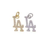 Jewel Pledge - Gold or Silver LA Monogram Charm with CZ, Baseball,CPG2608: Silver / 3pcs