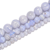 CRCBEADS - Natural Blue Lace Agate Smooth Round Beads 5mm 6mm 8mm 15.5" Strand: 6-6.5mm