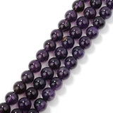 CRCBEADS - Natural Amethyst Smooth Round Beads 4mm 6mm 8mm 10mm 12mm Approx 15.5" Strand: 10mm